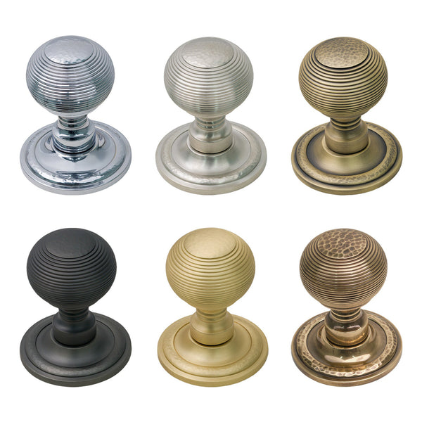 Variant Image of Hammered Reeded Brass Door Knob