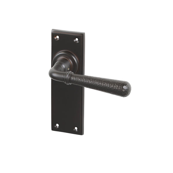 SHOW Aged Bronze Latch Hammered Newbury Lever Handles
