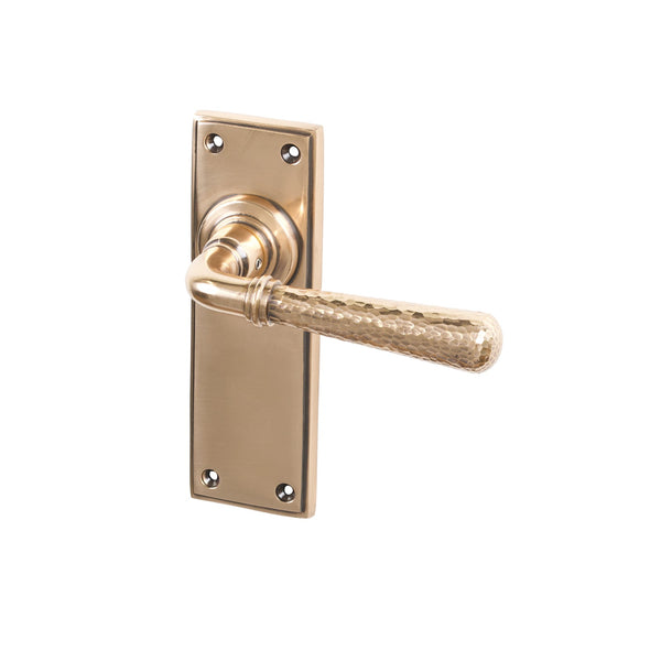 SHOW Polished Bronze Latch Hammered Newbury Lever Handles