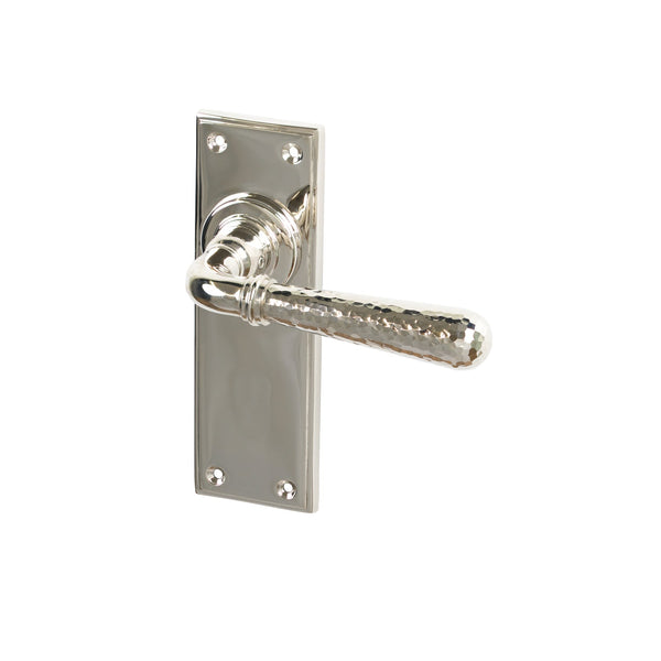 SHOW Polished Nickel Latch Hammered Newbury Lever Handles