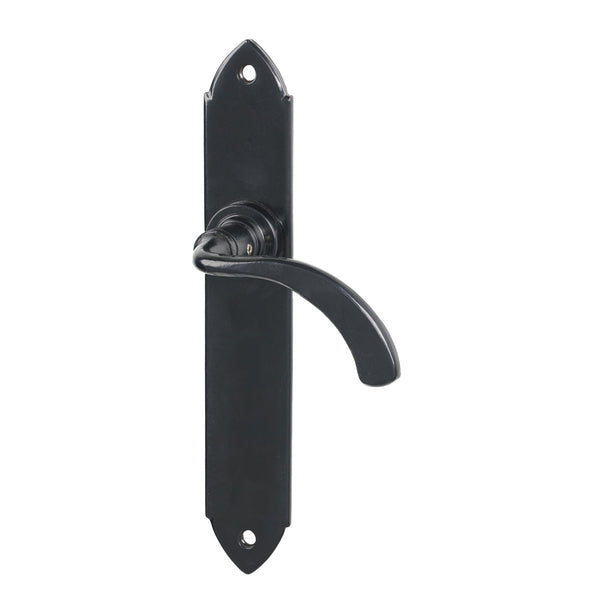 SHOW Black Latch Gothic Curved Lever Handles