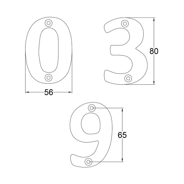  Technical Drawing of Bronze House Numbers