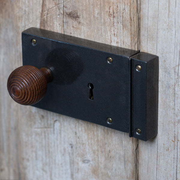  Lifestyle image of Large Left Handed Cast Iron Rim Lock