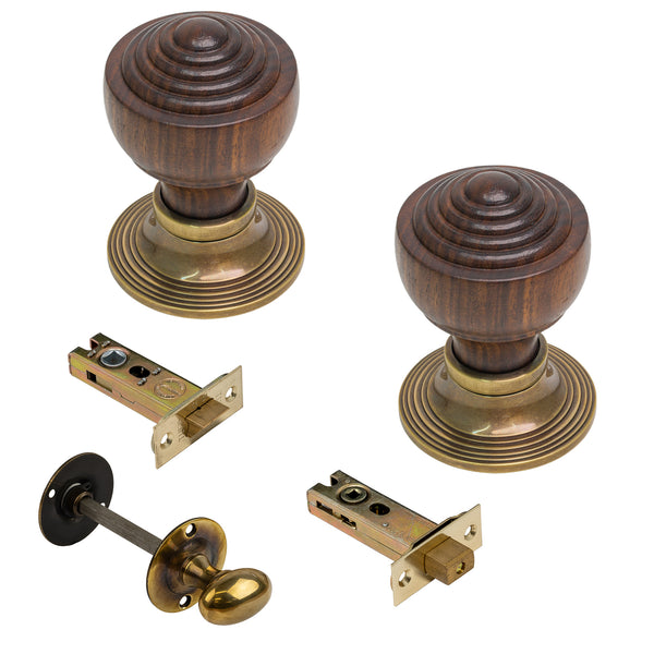  Image of Rosewood & Antique Knobs & 3 inch Bathroom Set