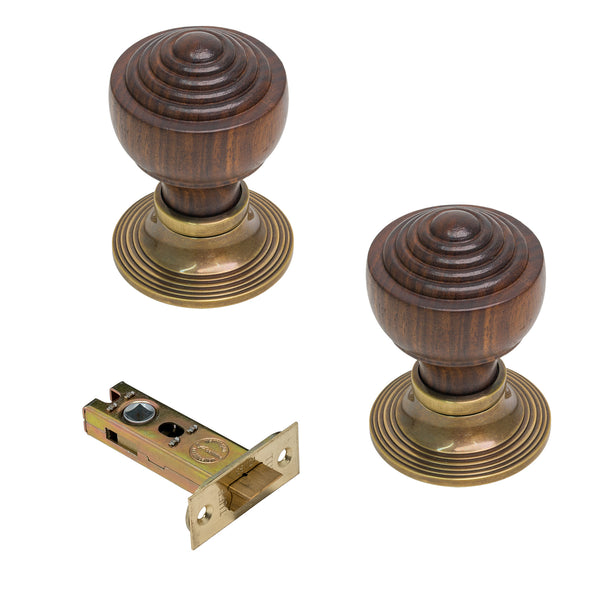  Image of Rosewood & Antique Knobs & 3 inch Latch Set