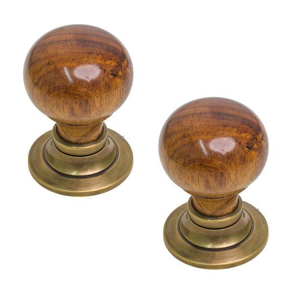  Antique Rosewood Bun Doorknobs