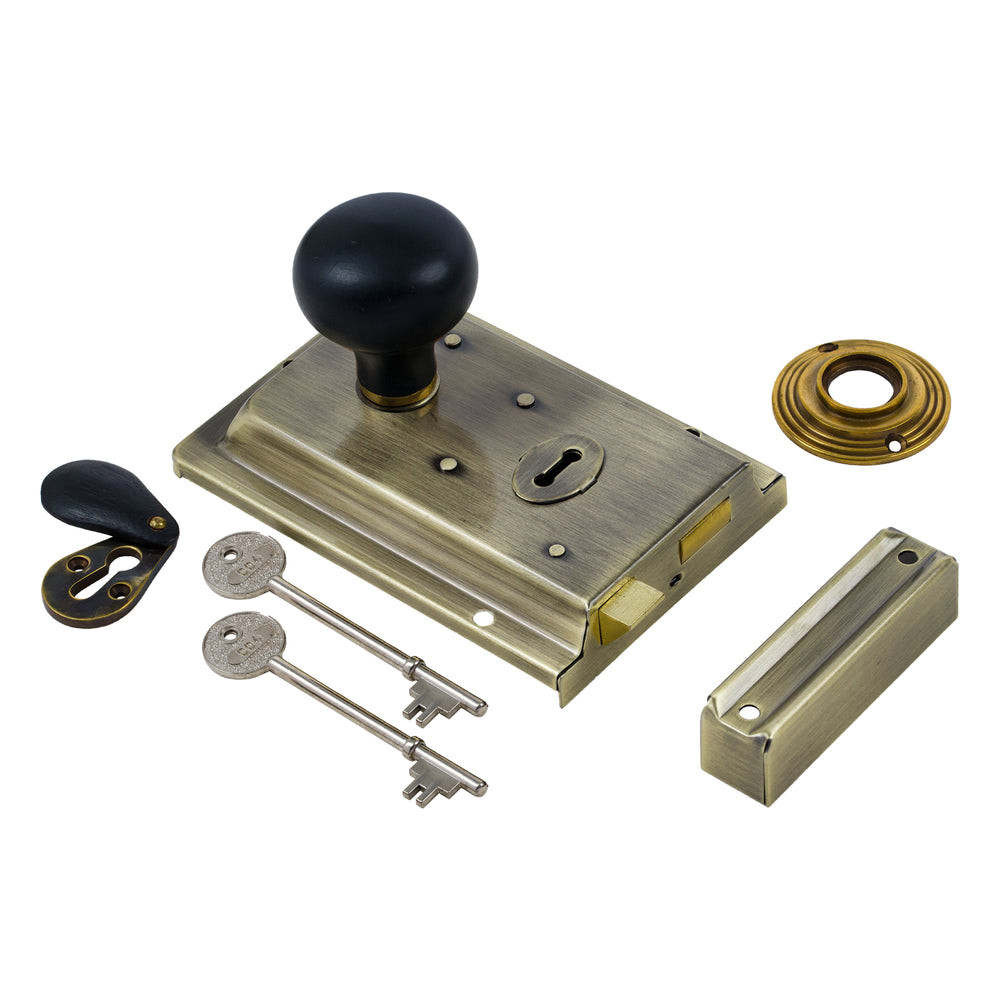 Replacement Rim Lock Set Classic Antique Brass Rim Lock Sets | Suffolk Latch Company