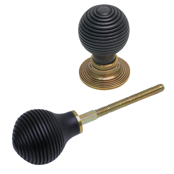  Ebonised and antique Beehive Rim Door Knob