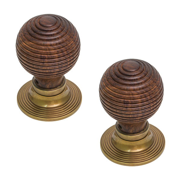  Antique Rosewood Beehive Door Knobs