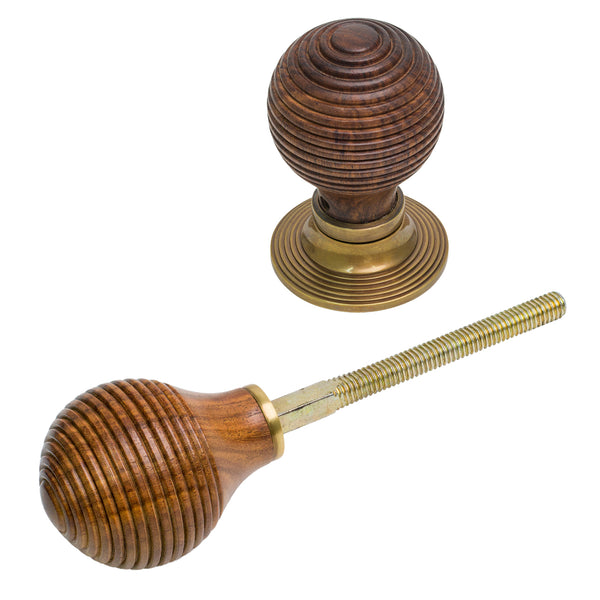  Rosewood and antique Beehive Rim Door Knob