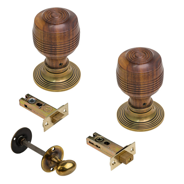  Image of Rosewood & Antique Knobs & 3 inch Bathroom Set