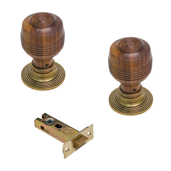  Image of Rosewood & Antique Knobs & 3 inch Latch Set