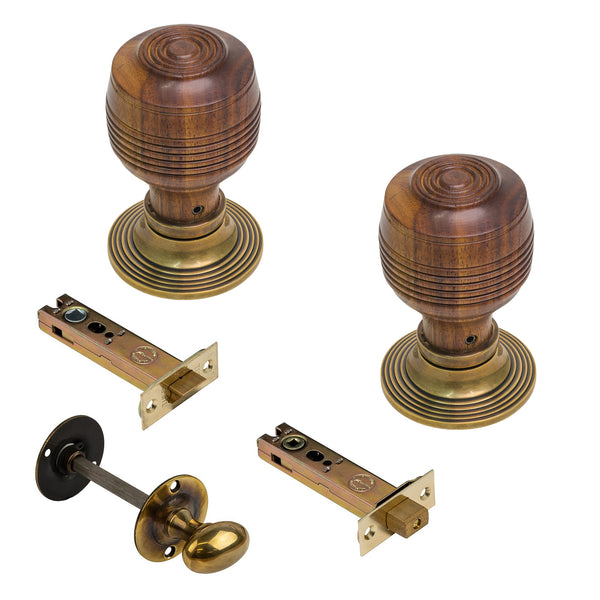  Image of Rosewood & Antique Knobs & 4 inch Bathroom Set