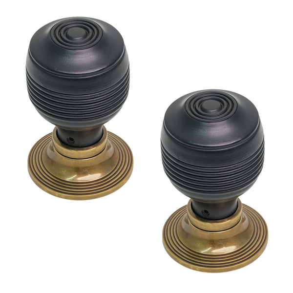  Ebonised & Antique Georgian Door Knobs