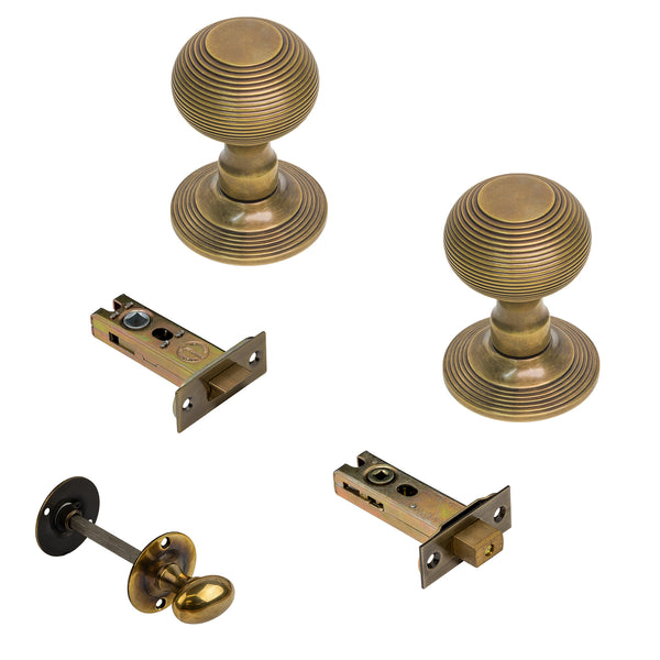  Solid Brass Beehive 3 Inch Bathroom Set  in Antique Brass