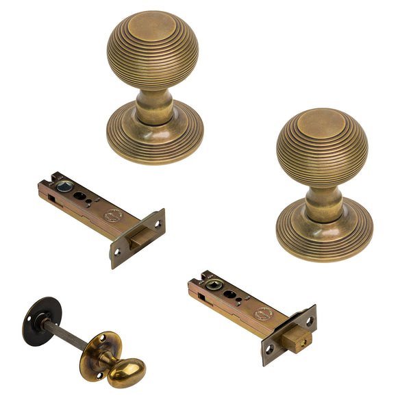  Solid Brass Beehive 4 Inch Bathroom Set  in Antique Brass