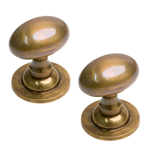  Antique Brass Oval Door Knobs