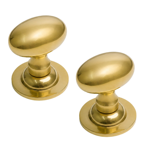  Polished Brass Oval Door Knobs