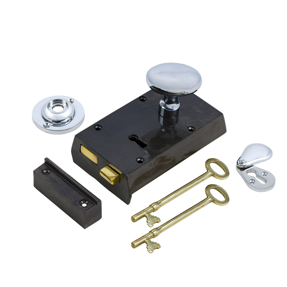 Small Iron Rim Lock & Knob Sets |Traditional Rim Locks