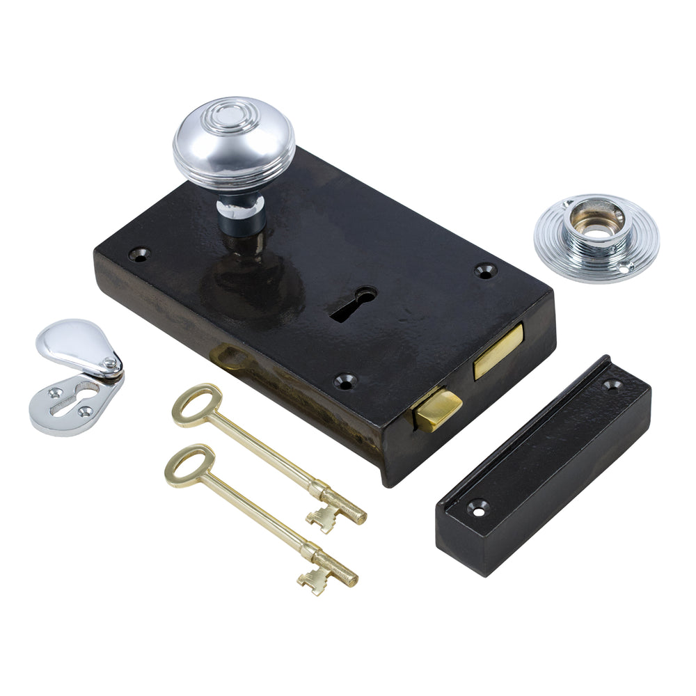 Large Iron Rim Lock & Knob Sets | Door Knob Rim Locks