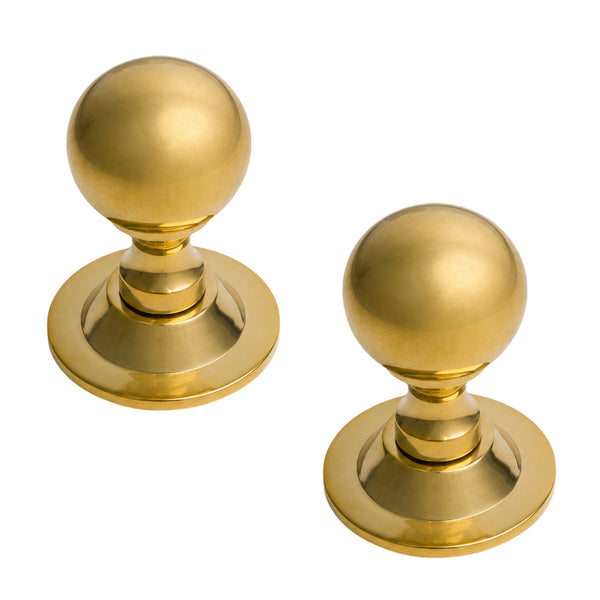  Polished Brass Round Door Knobs