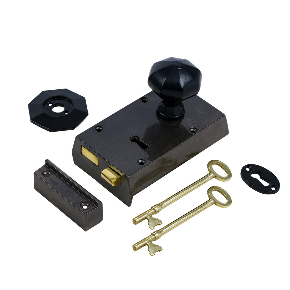 Small Iron Rim Lock & Knob Sets |Traditional Rim Locks