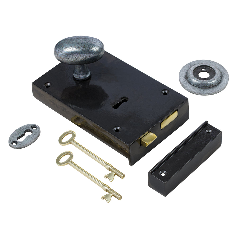 Large Iron Rim Lock & Knob Sets | Door Knob Rim Locks