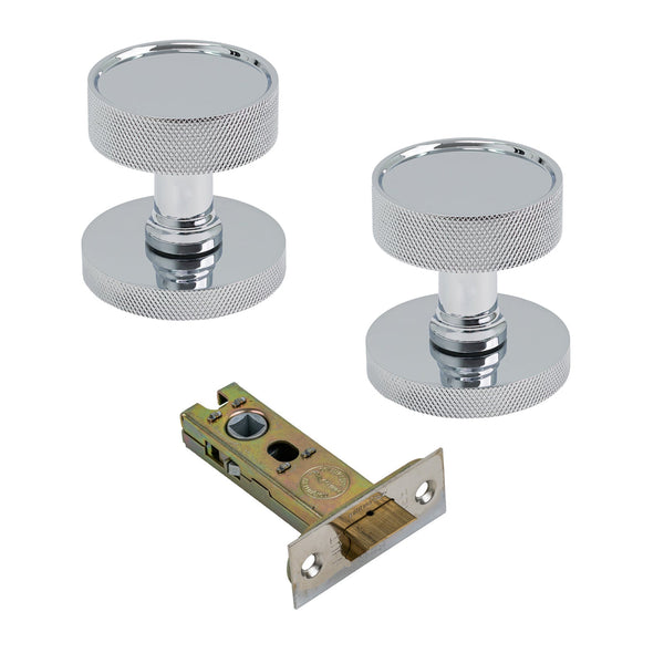 SHOW Image of Polished Chrome Owen Knobs & 3 Inch Latch Set