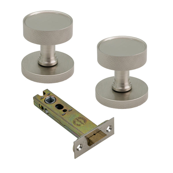 SHOW Image of Satin Nickel Owen Knobs & 4 Inch Latch Set