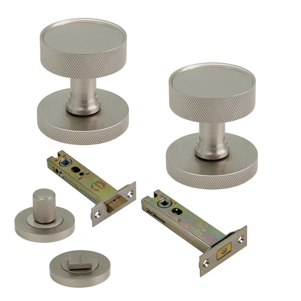 SHOW Image of Satin Nickel Owen Knobs & 4 Inch Bathroom Set