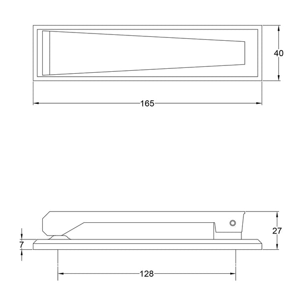  Tech Drawing of Unlacquered Brass Slim Door Knocker