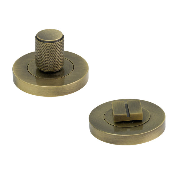 SHOW Image of Antique Brass Knurled Bathroom Turn & Release