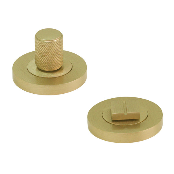 SHOW Image of Satin Brass Knurled Bathroom Turn & Release
