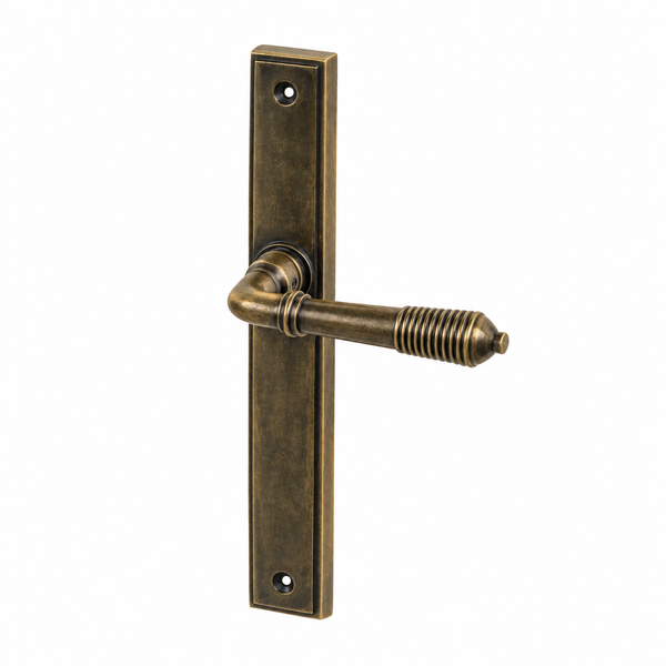  Burnished Brass Reeded Slimline Multipoint Door Handle
