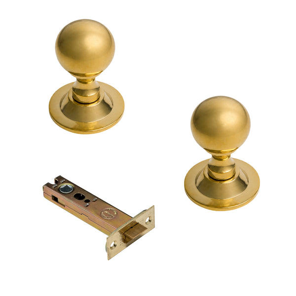  Polished Brass Round Door Knobs 3 Inch Bathroom Set