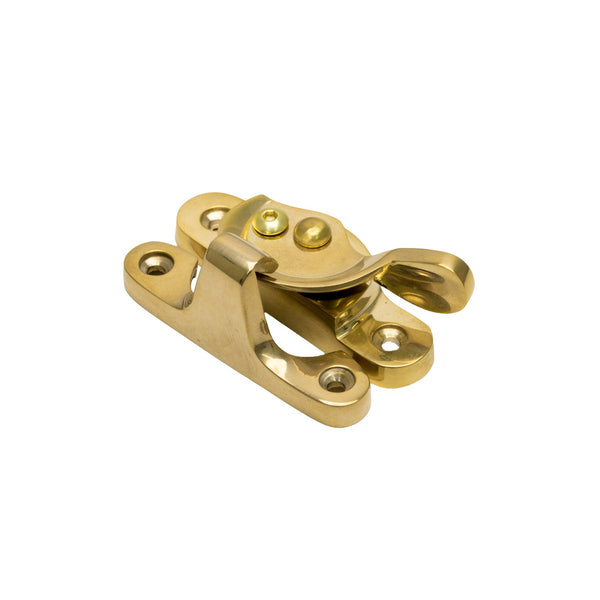  Image of Locking Unlacquered Brass Fitch Sash Fastener