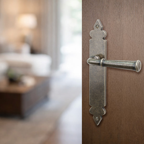  Hover Image of Bronze Ludlow Door Handle On Backplate