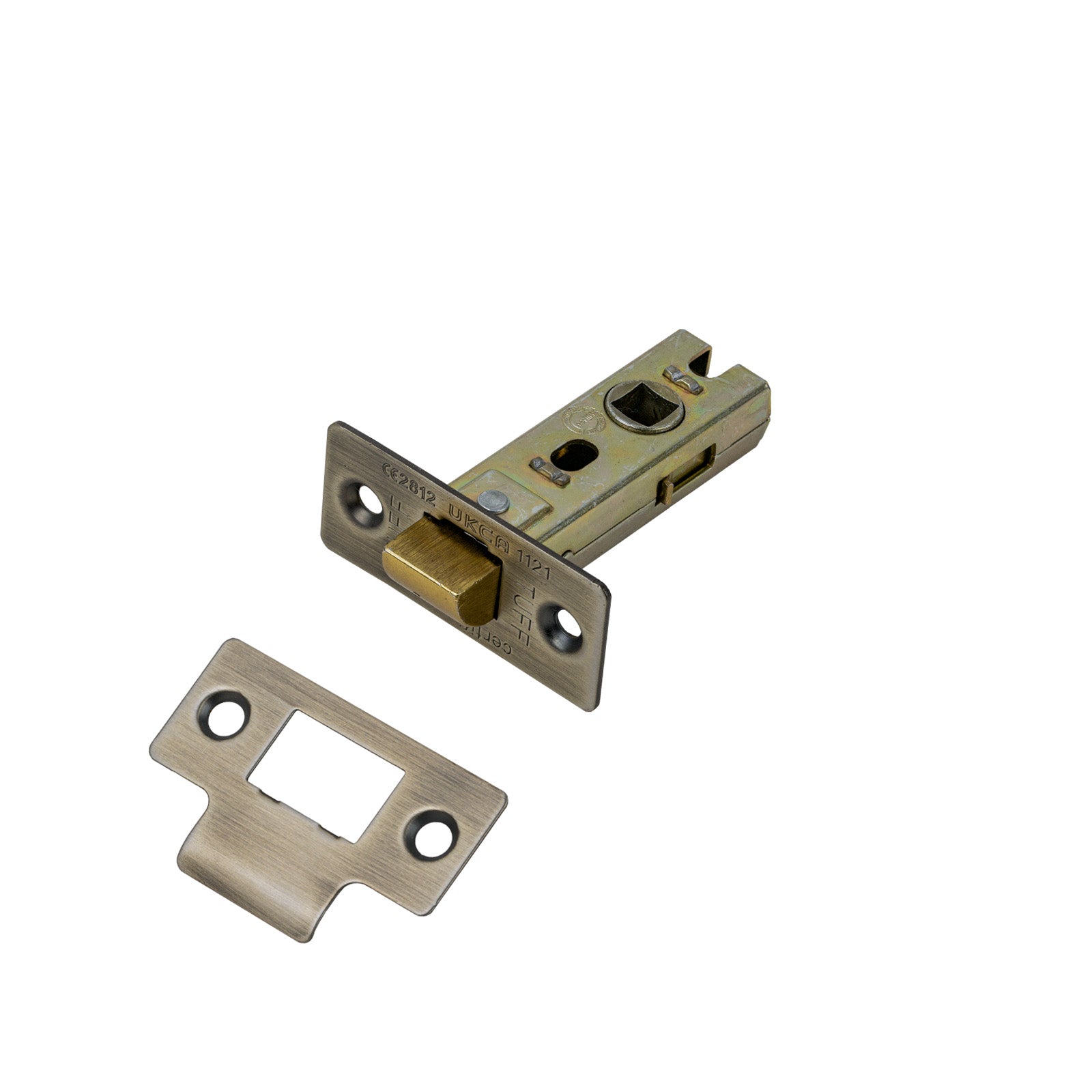 SHOW Tubular Latch - 2.5 Inch with Matt Antique Brass finished forend and striker plate