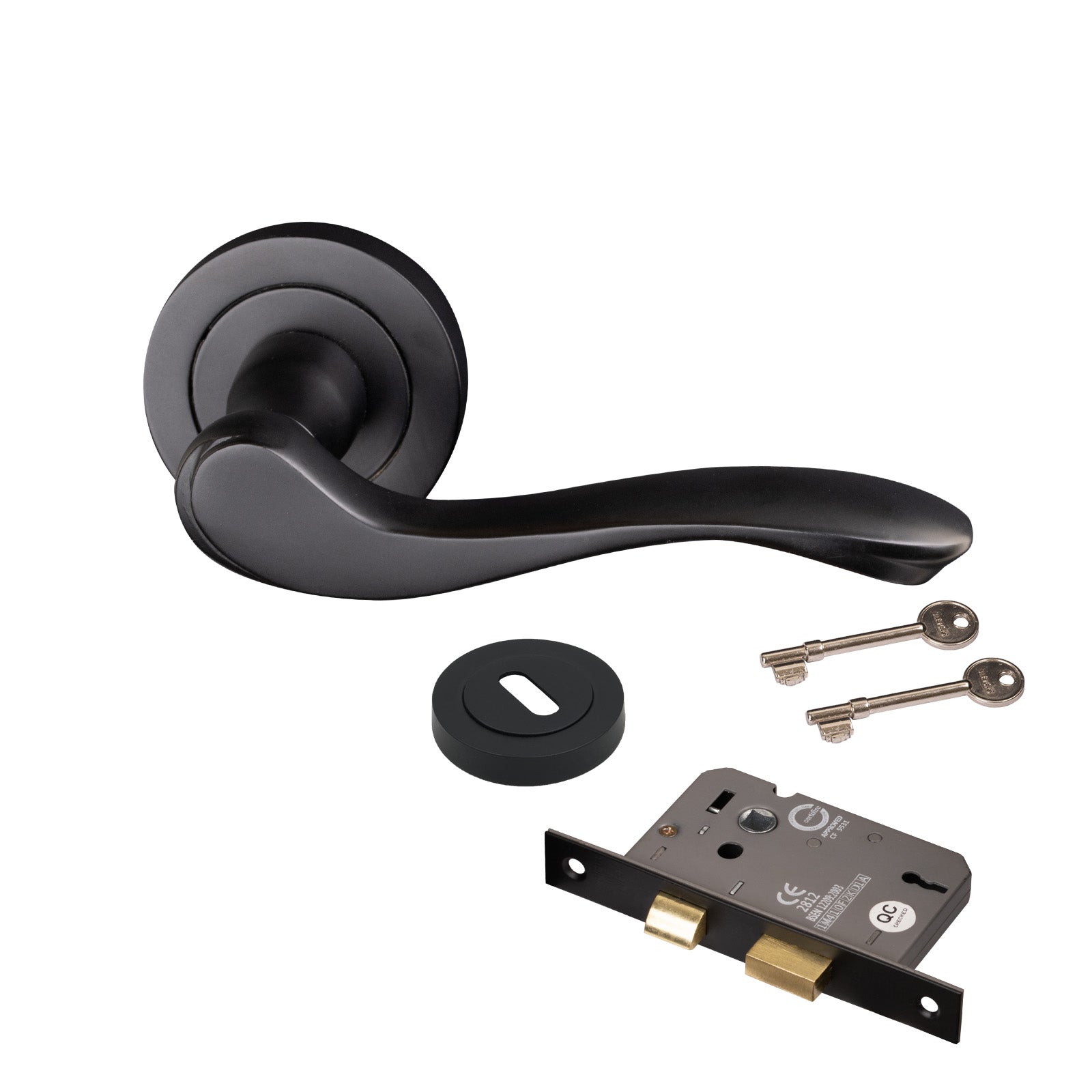 black round rose door handles lock set
