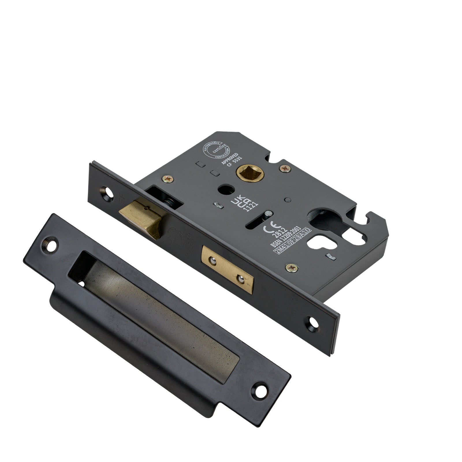 SHOW 3 Lever Euro Sash Lock - 3 Inch with Matt Bronze finished forend and striker plate