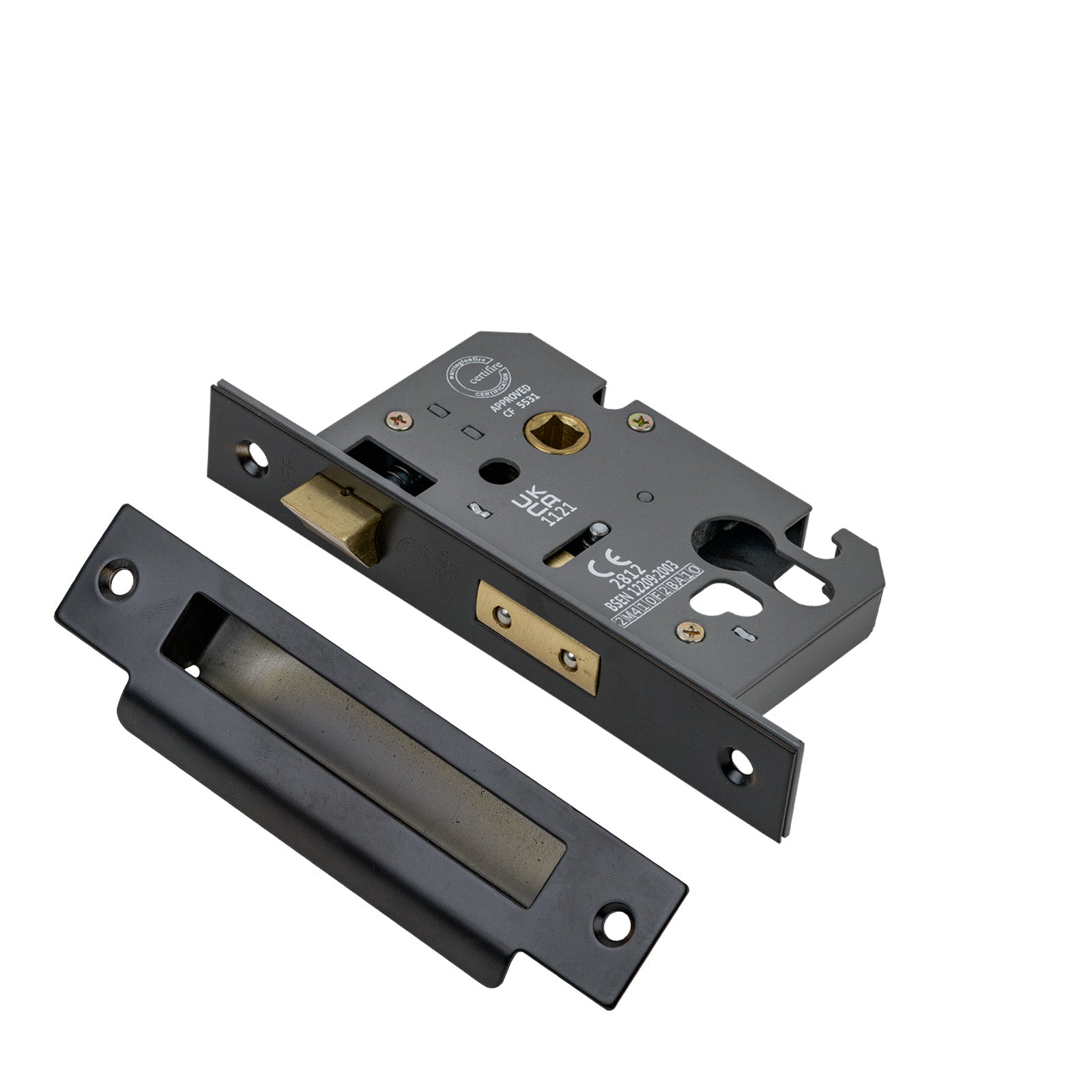 SHOW 3 Lever Euro Sash Lock - 2.5 Inch with Matt Bronze finished forend and striker plate