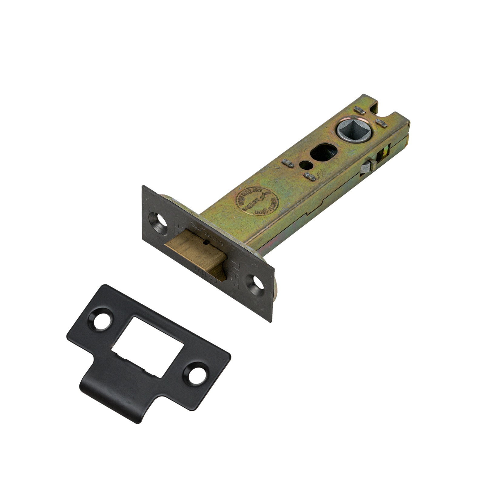 SHOW Heavy Duty Tubular Latch - 4 Inch with Matt Bronze finished forend and striker plate