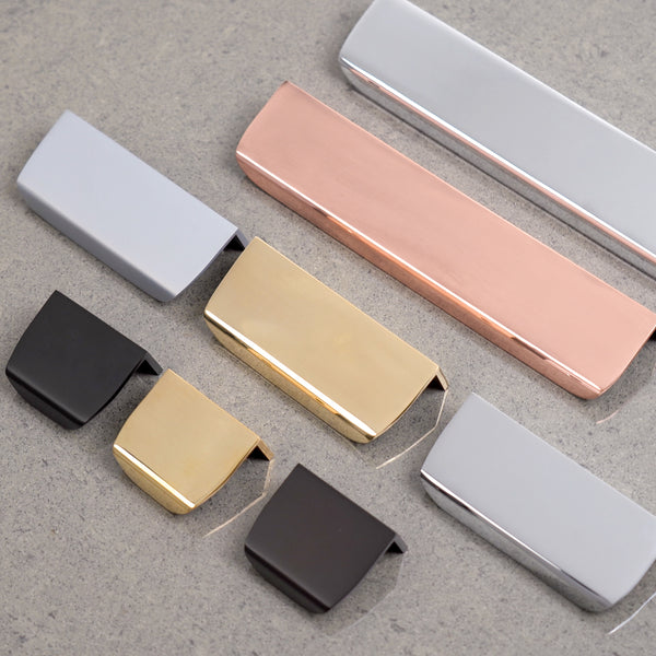 Continuous Rounded Edge Pull Cabinet Edge Pull Handles | Brass, Black & Chrome