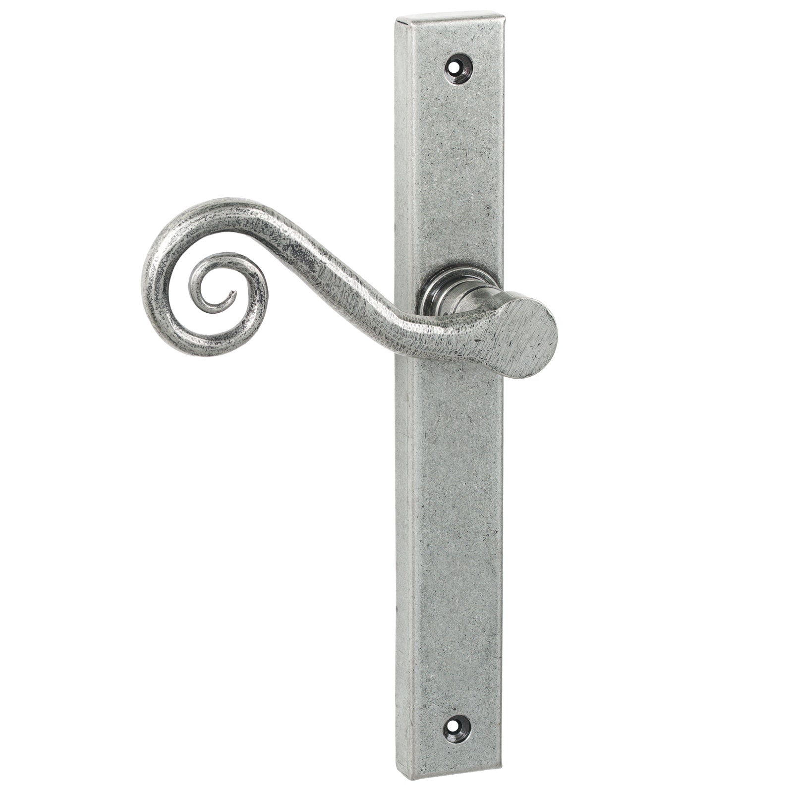 SHOW Left Handed Pewter Patina Latch Monkeytail Slimline Multipoint Door Handle