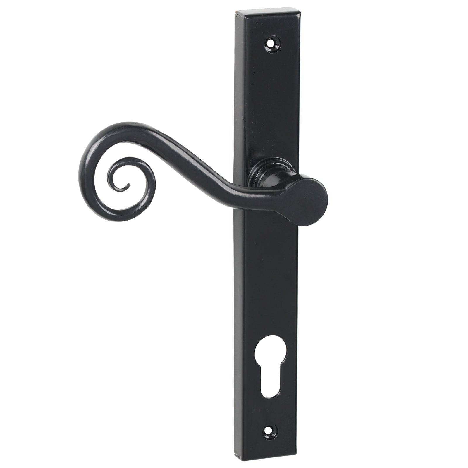 SHOW Left Handed Black Lock Monkeytail Slimline Multipoint Door Handle