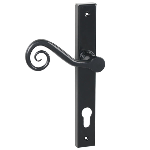 SHOW Left Handed Black Lock Monkeytail Slimline Multipoint Door Handle
