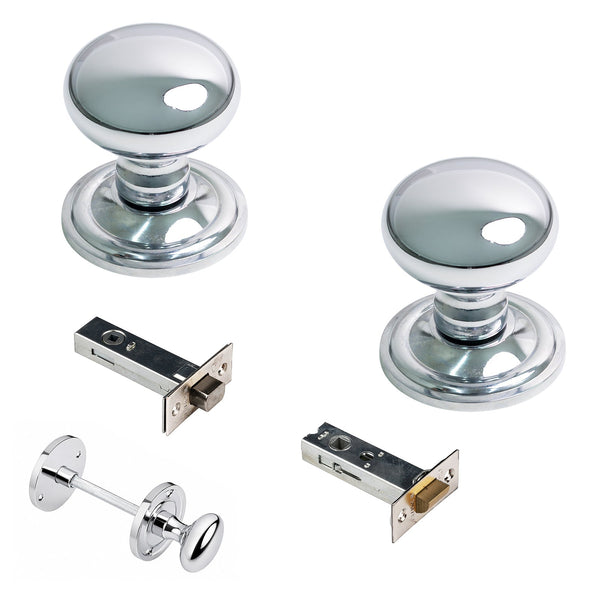  Polished chrome mushroom door knob