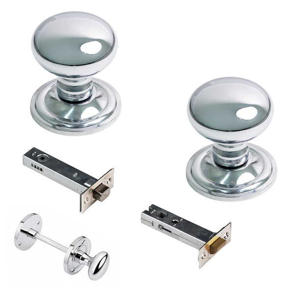 Polished chrome mushroom door knob