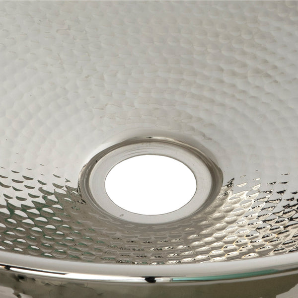 SHOW SHOW Close Up of Hammered Round Sink in Hammered Nickel