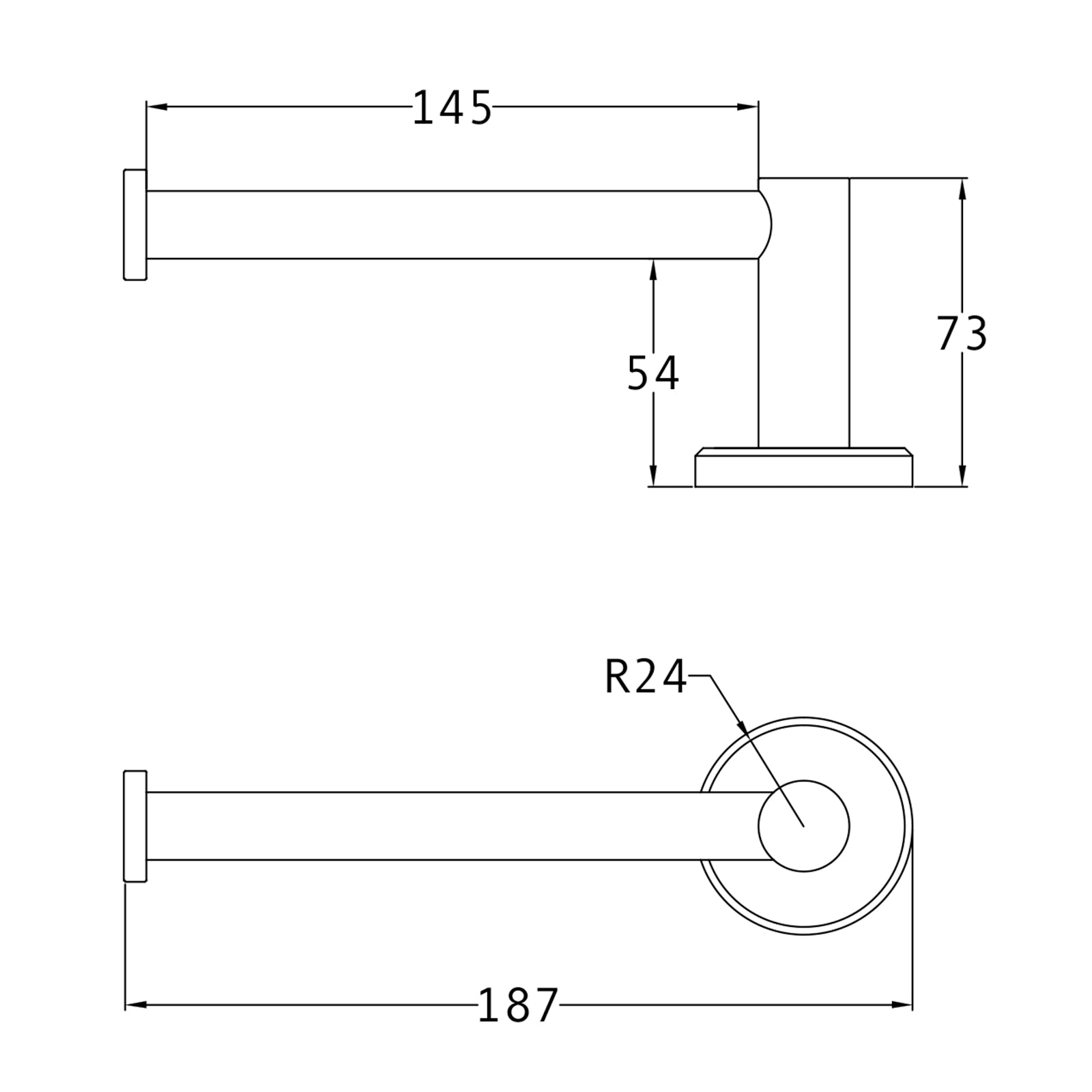 SHOW Technical Drawing of Oxford Toilet Roll Holder